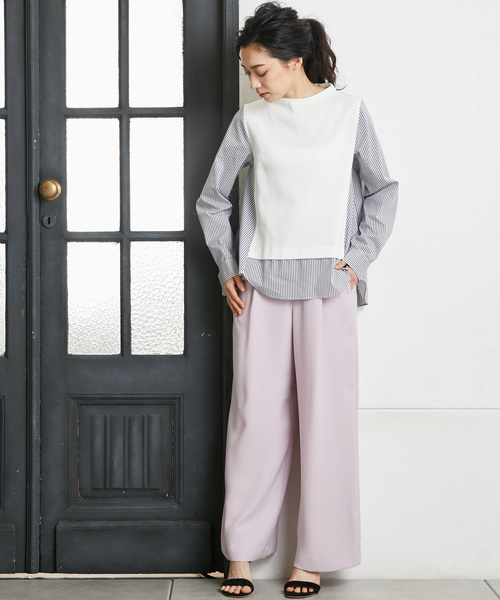 RIVE DROITE(リヴドロワ)の「ダブルクロスワイドパンツ(その他パンツ・レディース・ブラック/カーキ/ラベンダー・38/36)」の3枚目の写真