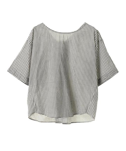 AMERICAN HOLIC（アメリカンホリック）の「・マドラスチェックバックねじりブラウス（シャツ/ブラウス・レディース・ネイビー/ピンク/ターコイズブルー/ベージュ系その他/ストライプ/その他5/オフホワイト/ドット・FREE）」の9枚目の写真