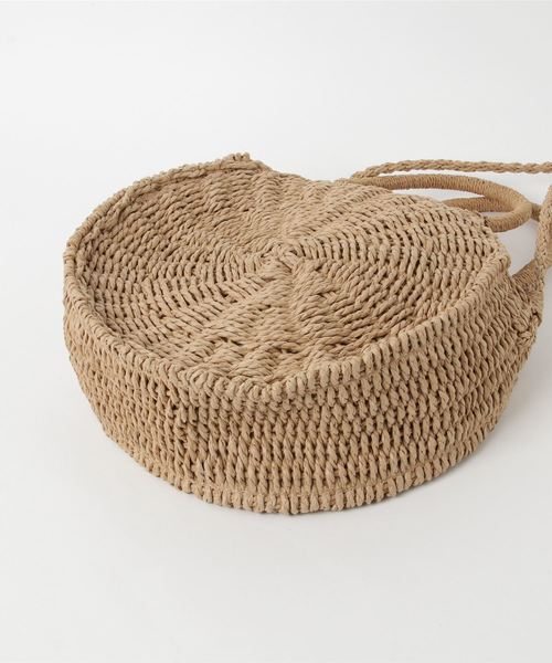 KOBE LETTUCE（コウベレタス）の「ショルダー紐付きサークル型かごバッグ カゴバッグ BAG ハンドバッグ ショルダーバッグ  丸型[B1165]神戸レタス（かごバッグ・レディース・ベージュ/ライトベージュ・FREE）」の8枚目の写真