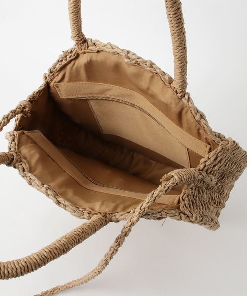 KOBE LETTUCE（コウベレタス）の「ショルダー紐付きサークル型かごバッグ カゴバッグ BAG ハンドバッグ ショルダーバッグ  丸型[B1165]神戸レタス（かごバッグ・レディース・ベージュ/ライトベージュ・FREE）」の5枚目の写真