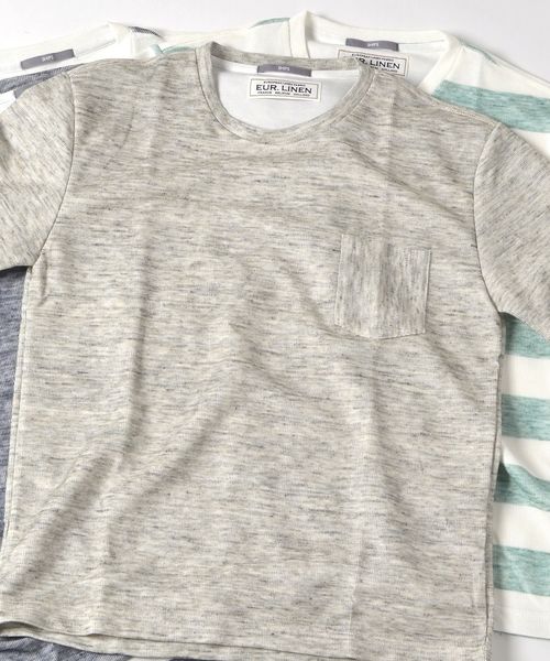 SHIPS(シップス)の「SU: リネン ポケットTシャツ(Tシャツ/カットソー・メンズ・グリーン/ブルー/チャコールグレー/ネイビー・SMALL/X-LARGE/MEDIUM/LARGE)」の1枚目の写真