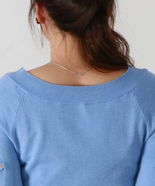 HER CLOSET(ハークローゼット)の「【HER CLOSET】袖カットデザインニット(ニット/セーター・レディース・ホワイト/サックスブルー/パープル系その他・M)」の5枚目の写真