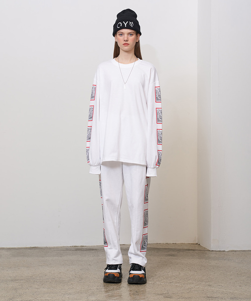 OY(オーワイ)の「ボックスロゴパンツ(その他パンツ・メンズ・ホワイト/ブラック/オレンジ・FREE)」の1枚目の写真