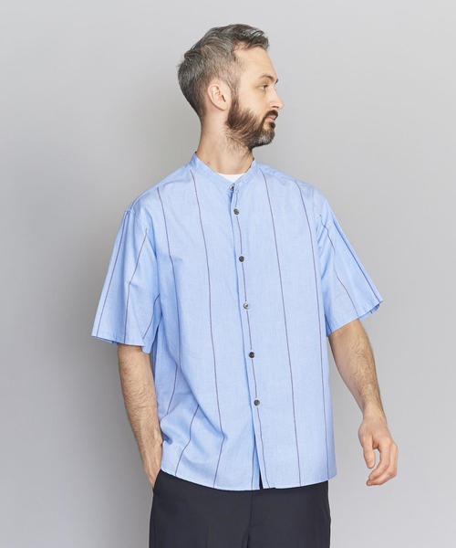 BEAUTY&YOUTH UNITED ARROWS（ビューティーアンドユースユナイテッドアローズ）の「BY ストライプ バンドカラー ワイドフォルム シャツ ◆（シャツ/ブラウス・メンズ・ホワイト/ライトブルー・X-LARGE/LARGE/SMALL/MEDIUM）」の11枚目の写真