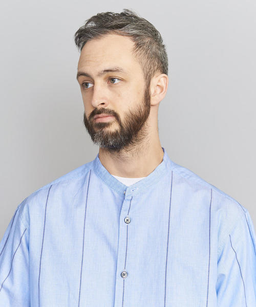 BEAUTY&YOUTH UNITED ARROWS（ビューティーアンドユースユナイテッドアローズ）の「BY ストライプ バンドカラー ワイドフォルム シャツ ◆（シャツ/ブラウス・メンズ・ホワイト/ライトブルー・X-LARGE/LARGE/SMALL/MEDIUM）」の12枚目の写真