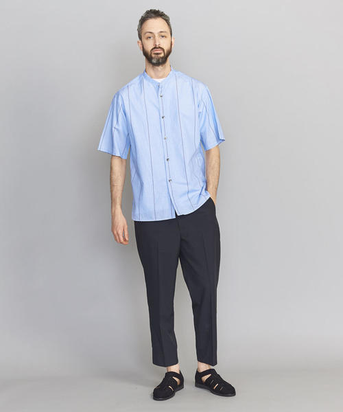 BEAUTY&YOUTH UNITED ARROWS（ビューティーアンドユースユナイテッドアローズ）の「BY ストライプ バンドカラー ワイドフォルム シャツ ◆（シャツ/ブラウス・メンズ・ホワイト/ライトブルー・X-LARGE/LARGE/SMALL/MEDIUM）」の5枚目の写真