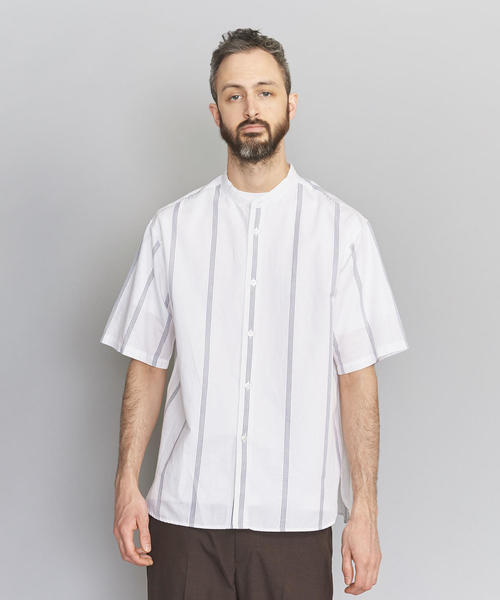 BEAUTY&YOUTH UNITED ARROWS（ビューティーアンドユースユナイテッドアローズ）の「BY ストライプ バンドカラー ワイドフォルム シャツ ◆（シャツ/ブラウス・メンズ・ホワイト/ライトブルー・X-LARGE/LARGE/SMALL/MEDIUM）」の9枚目の写真