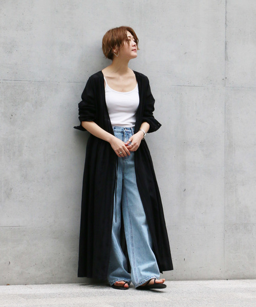 notch.(ノッチ)の「ドビーガウンカシュクールワンピース(ワンピース・レディース・ブラック/ベージュ/オフホワイト・M/TM)」の3枚目の写真