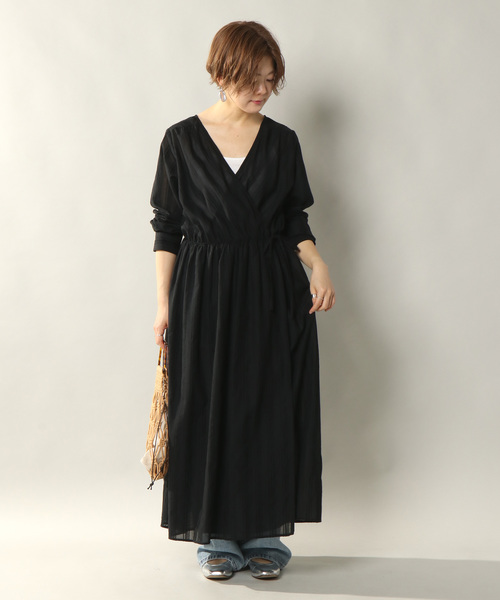 notch.(ノッチ)の「ドビーガウンカシュクールワンピース(ワンピース・レディース・ブラック/ベージュ/オフホワイト・M/TM)」の19枚目の写真