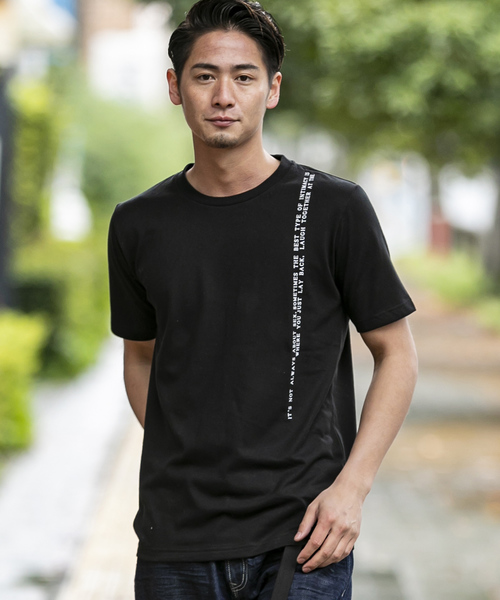 A.S.M(エーエスエム)の「シンプル メッセージ Tシャツ(Tシャツ/カットソー・メンズ・ホワイト/ブラック/グレー・48/50/52)」の1枚目の写真