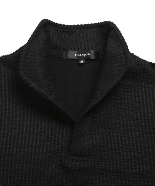 LUXSTYLE（ラグスタイル）の「シアサッカー半袖ポロシャツ（ポロシャツ・メンズ・ホワイト/ブラック/ネイビー/ストライプ/ホワイト×グレー・S/M/L/XL）」の10枚目の写真