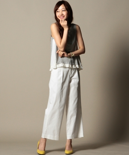 BEAUTY&YOUTH UNITED ARROWS（ビューティーアンドユースユナイテッドアローズ）の「BYSF コットンダブルクロス ワイド半端丈パンツ ◆（その他パンツ・レディース・ホワイト/ネイビー・SMALL/MEDIUM）」の11枚目の写真