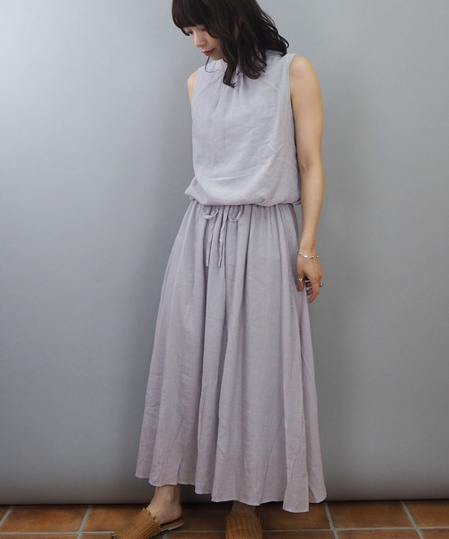 tiptop（ティップトップ）の「無地・花柄ノースリーブハイネックワンピース（ワンピース・レディース・ブラック/ライトグレー/ダークグレー/ブラウン/パープル・FREE）」の3枚目の写真