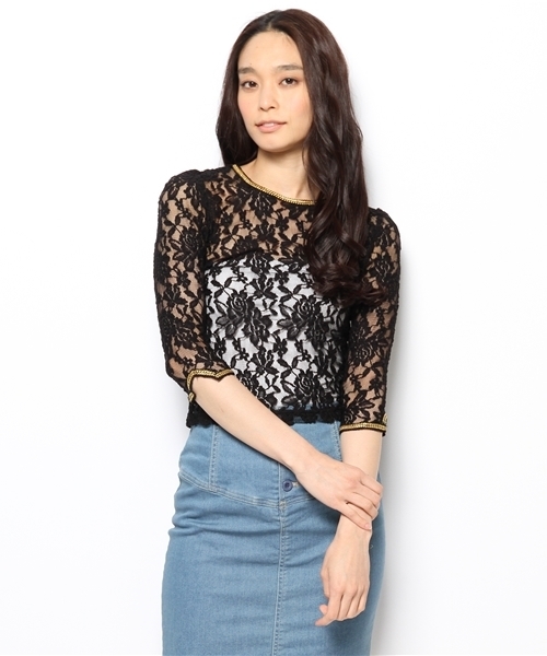 OUTLET(アウトレット)の「【WHO'S WHO gallery】ブレードレースTEE(Tシャツ/カットソー・レディース・アイボリー/ブラック/ホワイト・FREE)」の3枚目の写真