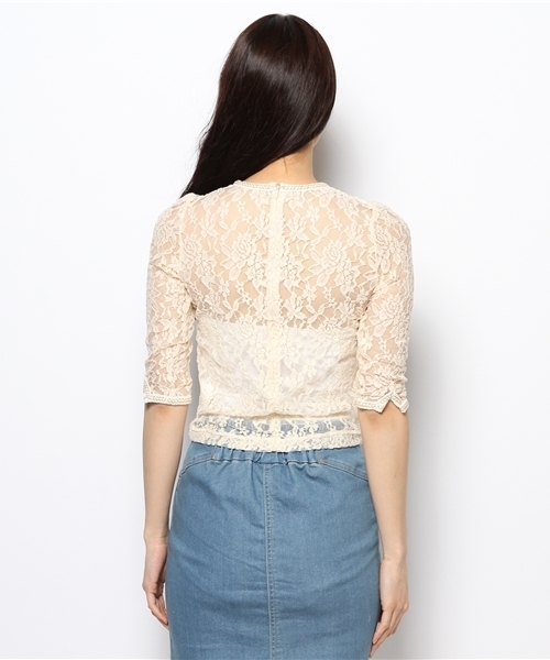 OUTLET(アウトレット)の「【WHO'S WHO gallery】ブレードレースTEE(Tシャツ/カットソー・レディース・アイボリー/ブラック/ホワイト・FREE)」の5枚目の写真