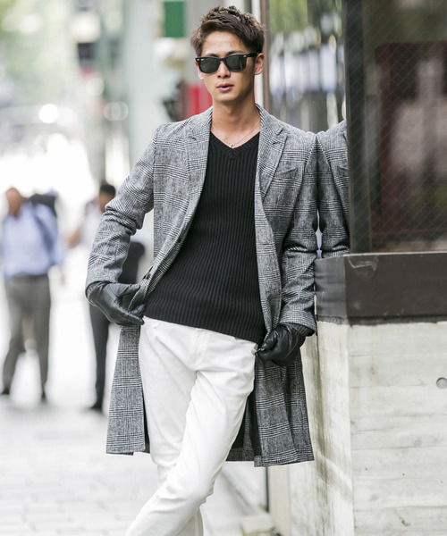 A.S.M（エーエスエム）の「ミックス ワイド リブ スキニー Vネック ニット（ニット/セーター・メンズ・ホワイト/ブラック/チャコールグレー/ライトグレー/ブルー/ワインレッド/ベージュ・48/50）」の18枚目の写真