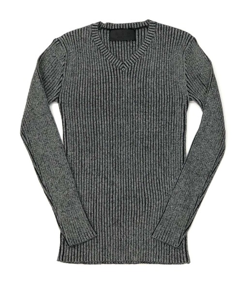 A.S.M（エーエスエム）の「ミックス ワイド リブ スキニー Vネック ニット（ニット/セーター・メンズ・ホワイト/ブラック/チャコールグレー/ライトグレー/ブルー/ワインレッド/ベージュ・48/50）」の21枚目の写真