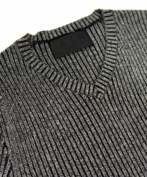 A.S.M（エーエスエム）の「ミックス ワイド リブ スキニー Vネック ニット（ニット/セーター・メンズ・ホワイト/ブラック/チャコールグレー/ライトグレー/ブルー/ワインレッド/ベージュ・48/50）」の19枚目の写真