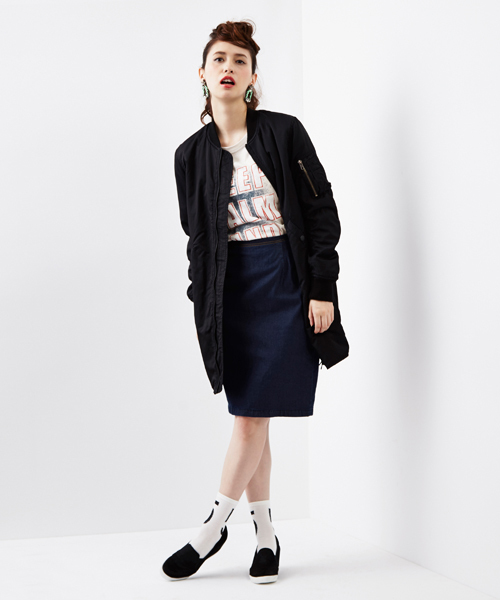 Another Edition(アナザーエディション)の「AE LONG MA-1(ミリタリージャケット・レディース・ブラック/オリーブ・SMALL/MEDIUM)」の2枚目の写真