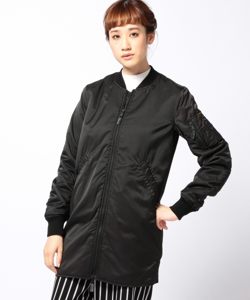 Another Edition(アナザーエディション)の「AE LONG MA-1(ミリタリージャケット・レディース・ブラック/オリーブ・SMALL/MEDIUM)」の3枚目の写真