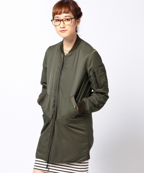 Another Edition(アナザーエディション)の「AE LONG MA-1(ミリタリージャケット・レディース・ブラック/オリーブ・SMALL/MEDIUM)」の4枚目の写真