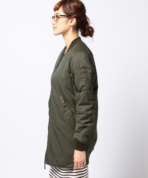 Another Edition(アナザーエディション)の「AE LONG MA-1(ミリタリージャケット・レディース・ブラック/オリーブ・SMALL/MEDIUM)」の11枚目の写真