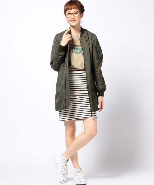 Another Edition(アナザーエディション)の「AE LONG MA-1(ミリタリージャケット・レディース・ブラック/オリーブ・SMALL/MEDIUM)」の9枚目の写真