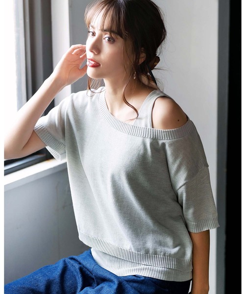 GeeRA(ジーラ)の「オフショルダーニットアンサンブル(アンサンブル・レディース・ライトグレー/ブラック・MEDIUM/LARGE/X-LARGE)」の1枚目の写真