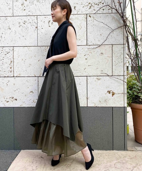 PICCIN（ピッチン）の「レイヤードアシメスカート（スカート・レディース・ブラック/オフホワイト/カーキ・M）」の8枚目の写真