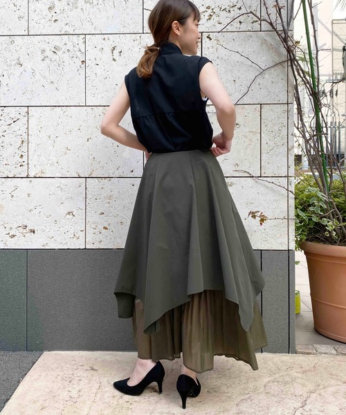 PICCIN（ピッチン）の「レイヤードアシメスカート（スカート・レディース・ブラック/オフホワイト/カーキ・M）」の9枚目の写真