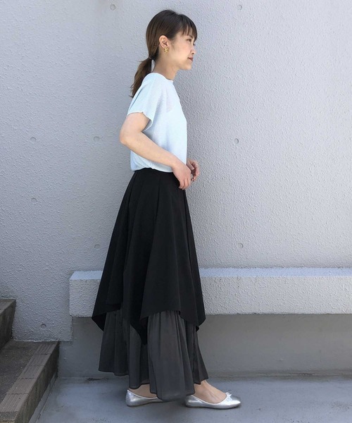 PICCIN（ピッチン）の「レイヤードアシメスカート（スカート・レディース・ブラック/オフホワイト/カーキ・M）」の14枚目の写真