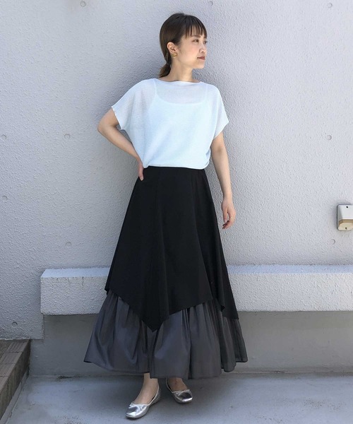 PICCIN（ピッチン）の「レイヤードアシメスカート（スカート・レディース・ブラック/オフホワイト/カーキ・M）」の15枚目の写真