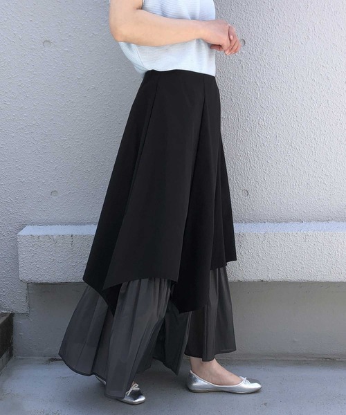 PICCIN（ピッチン）の「レイヤードアシメスカート（スカート・レディース・ブラック/オフホワイト/カーキ・M）」の16枚目の写真
