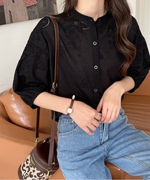 emi+ | 刺繍スタンドカラーブラウス(シャツ/ブラウス)