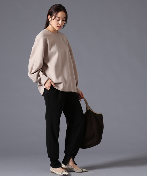 Liesse(リエス)の「ポンチプルオーバー(Tシャツ/カットソー・レディース・ベージュ/ネイビー・FREE)」の1枚目の写真