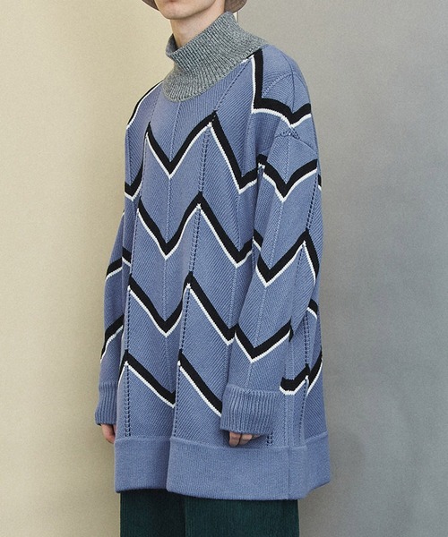 美品⁂センソユニコ⁂メフウ⁂ニットプルオーバー　ボーダー　凸凹　アシメ　七分袖 美品⁂センソユニコ⁂メフウ⁂ニットプルオーバー ボーダー 凸凹 アシメ