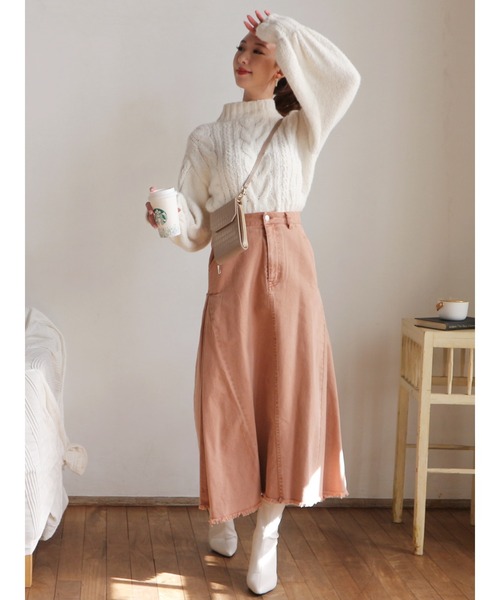 ROYAL PARTY(ロイヤルパーティー)の「サイドタックフレアスカート(スカート・レディース・オレンジ/パープル/ネイビー・MEDIUM/SMALL)」の12枚目の写真