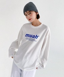 muahmuah | A'GEM/9 × .kom『muah muah/ムーアムーア』MUAH SIGNATURE GRAPHIC T-SHIRT/シグネチャー グラフィック ロングスリーブTシャツ(Tシャツ/カットソー)
