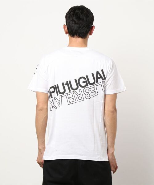 1piu1uguale3 RELAX(ウノピュウノウグァーレトレリラックス)の「【1PIU1UGUALE3 RELAX】ダブルロゴ半袖Tシャツ / UST-21001(Tシャツ/カットソー・メンズ・ホワイト/ブラック・SMALL/MEDIUM/LARGE/X-LARGE)」の4枚目の写真