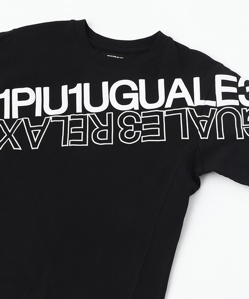 1piu1uguale3 RELAX(ウノピュウノウグァーレトレリラックス)の「【1PIU1UGUALE3 RELAX】ダブルロゴ半袖Tシャツ / UST-21001(Tシャツ/カットソー・メンズ・ホワイト/ブラック・SMALL/MEDIUM/LARGE/X-LARGE)」の2枚目の写真