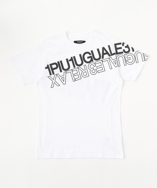 1piu1uguale3 RELAX(ウノピュウノウグァーレトレリラックス)の「【1PIU1UGUALE3 RELAX】ダブルロゴ半袖Tシャツ / UST-21001(Tシャツ/カットソー・メンズ・ホワイト/ブラック・SMALL/MEDIUM/LARGE/X-LARGE)」の6枚目の写真