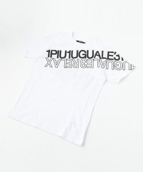 1piu1uguale3 RELAX(ウノピュウノウグァーレトレリラックス)の「【1PIU1UGUALE3 RELAX】ダブルロゴ半袖Tシャツ / UST-21001(Tシャツ/カットソー・メンズ・ホワイト/ブラック・SMALL/MEDIUM/LARGE/X-LARGE)」の8枚目の写真