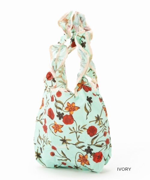 Casselini(キャセリーニ)の「プリントフリルミニエコバッグ(エコバッグ/サブバッグ・レディース・アイボリー/ブラウン/ブルー系1/オレンジ・FREE)」の2枚目の写真