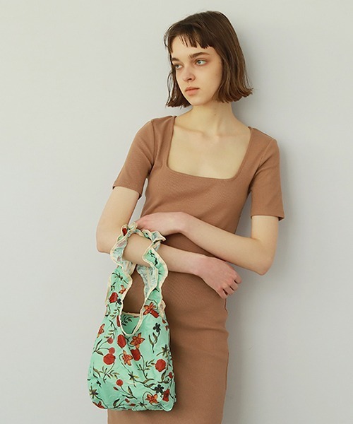 Casselini(キャセリーニ)の「プリントフリルミニエコバッグ(エコバッグ/サブバッグ・レディース・アイボリー/ブラウン/ブルー系1/オレンジ・FREE)」の21枚目の写真