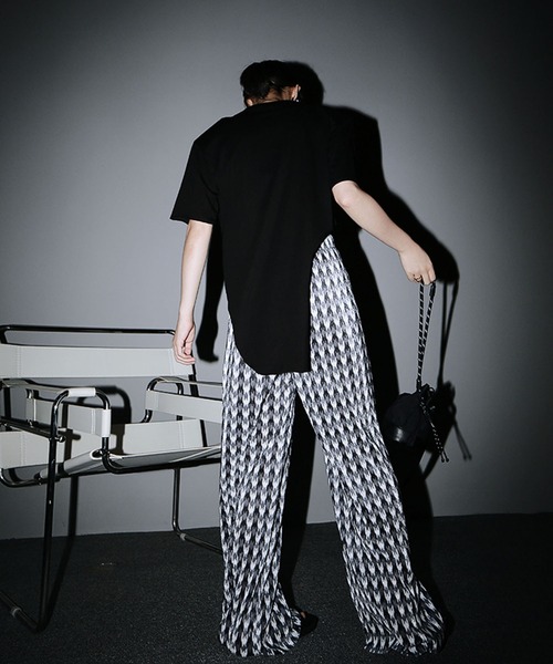 me+em select(ミームセレクト)の「※千鳥柄プリーツワイドパンツ(その他パンツ・レディース・グレー/グリーン・FREE)」の16枚目の写真