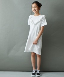 ＆yam | デコボコ織 ラッフルフリル半袖ワンピース(ワンピース)