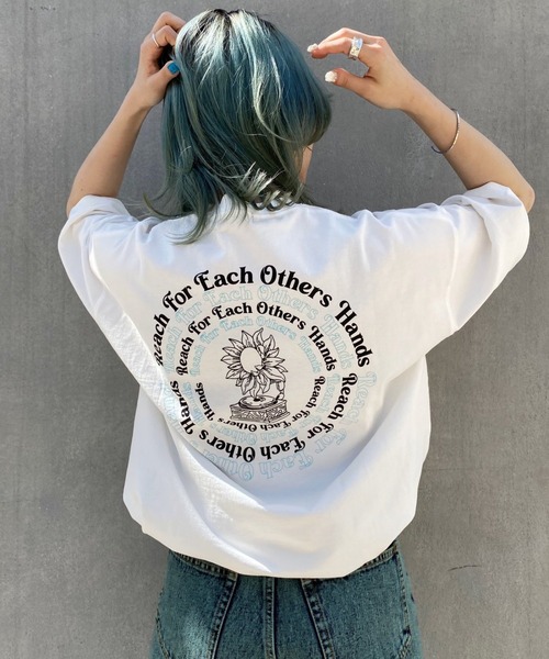 PBLIM（ページボーイリム）の「【PAGEBOYLIM】サークルフラワーT（Tシャツ/カットソー・レディース・ブラック/オフホワイト・MEDIUM/LARGE）」の2枚目の写真