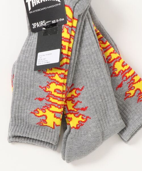 THRASHER（スラッシャー）の「FLAME CREW SOCKS 3Pack/スラッシャー3パックソックス(靴下）（ソックス/靴下・メンズ・ホワイト/ブラック/グレー/その他・FREE）」の5枚目の写真