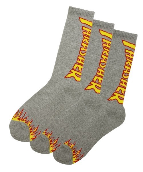 THRASHER（スラッシャー）の「FLAME CREW SOCKS 3Pack/スラッシャー3パックソックス(靴下）（ソックス/靴下・メンズ・ホワイト/ブラック/グレー/その他・FREE）」の4枚目の写真
