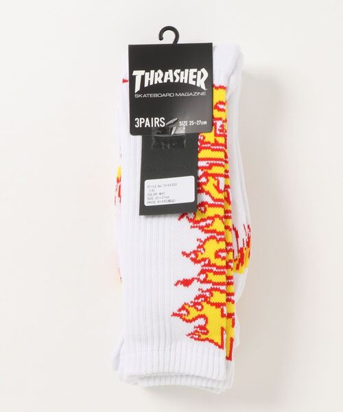 THRASHER（スラッシャー）の「FLAME CREW SOCKS 3Pack/スラッシャー3パックソックス(靴下）（ソックス/靴下・メンズ・ホワイト/ブラック/グレー/その他・FREE）」の6枚目の写真